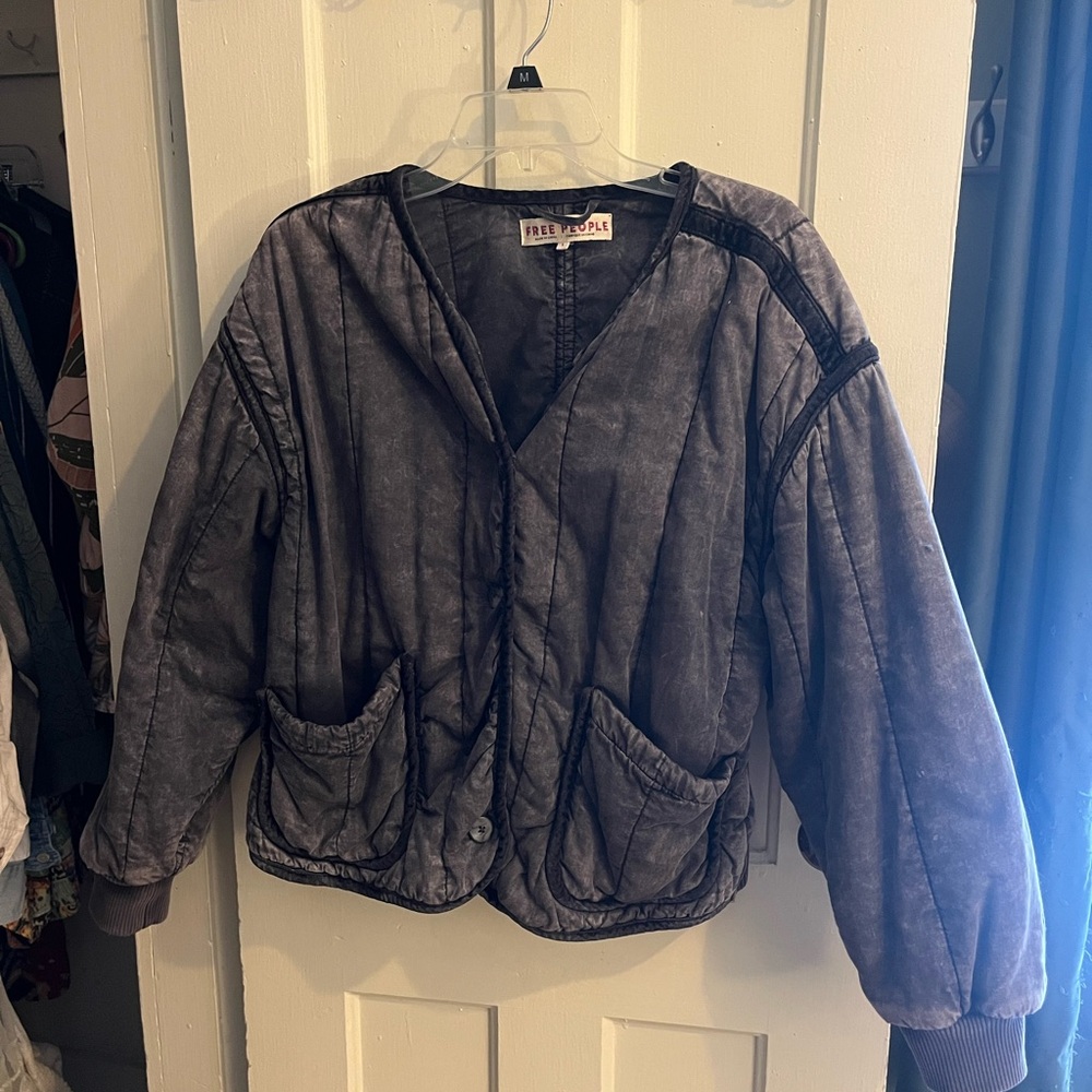 Free People Charcoal Quilted Jacket